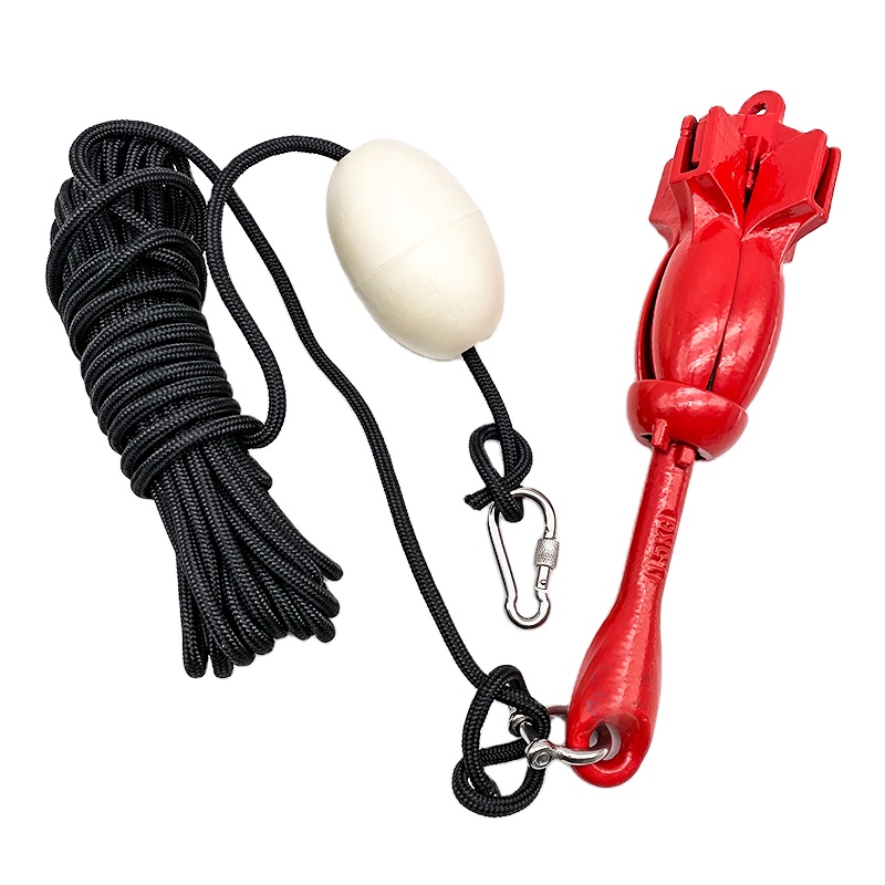 Fishing Kayak Anchor - 1,5 kg Kohlenstoffstahl-Bootsanker, klappbarer Marine-Klappanker-Kit, vierarmiger